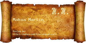 Maksa Martin névjegykártya